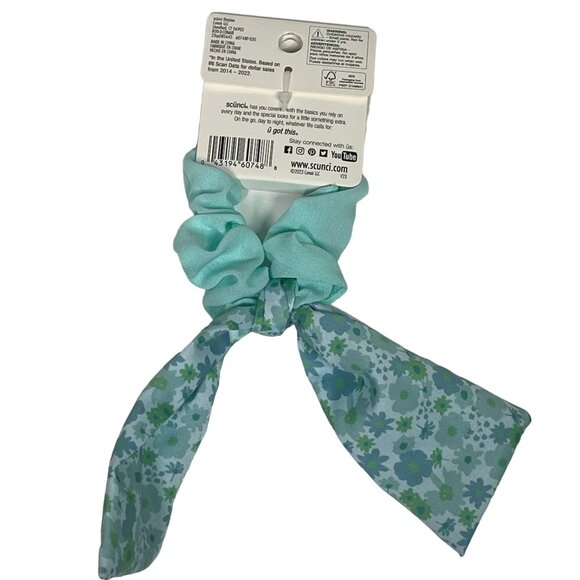 Scunci Blue Paisley Scarf Scrunchie Womens Hair Accessory Boho Ponytail Tie - Picture 6 of 6